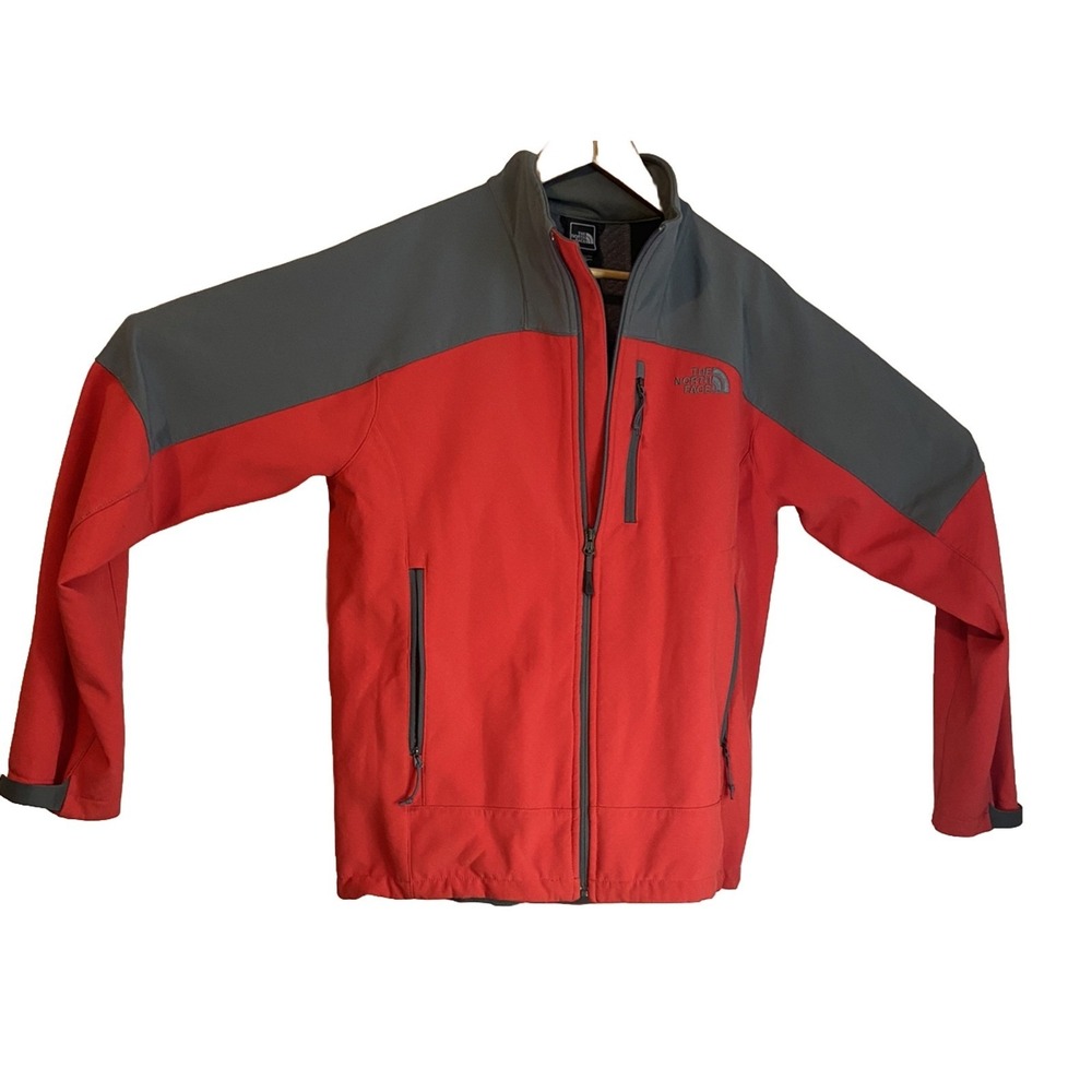 The North Face Apex‎ Bionic Mens Softshell Jacket Red Grey Windproof Full Zip L